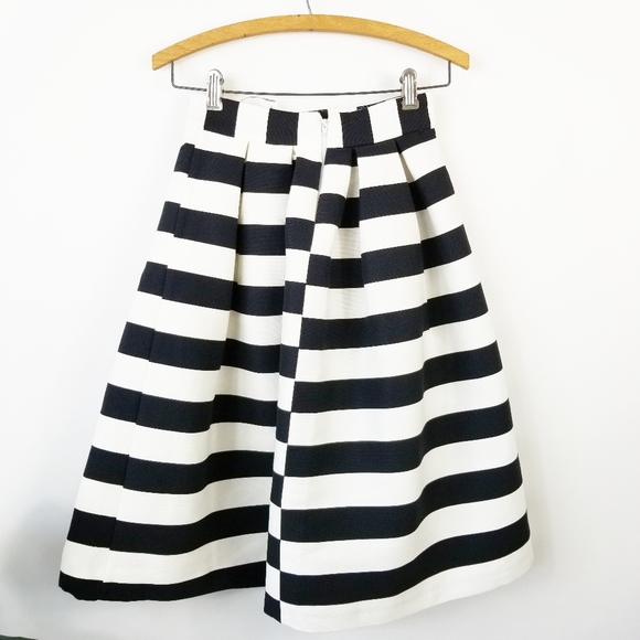 ASOS Black And White Scuba Striped Midi Skirt 00P - Picture 6 of 9